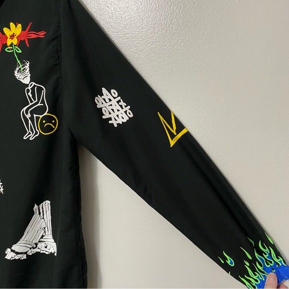 Rue 21 No Luck Forever Young Graphic Hoodie Anorak Windbreaker Jacket Mens Small - Picture 12 of 17